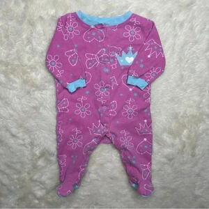 Pekkle Footed Onesie Pajamas Pink, Blue,  & White Crown Size 3 Months